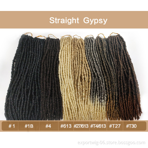 Synthetic Braiding Hair Extensions Dreadlocks Goddess Soft Faux Locs Crochet Straight Gypsy Locs Braids Hair For Women